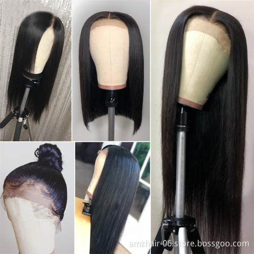 Cheap Malaysian Cuticle Aligned Virgin Hair Wig For Black Women Double Drawn Asian Human Hair HD Full Transparent Lace Front Wig